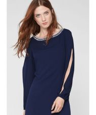 Chiffon dress with a decorative collar